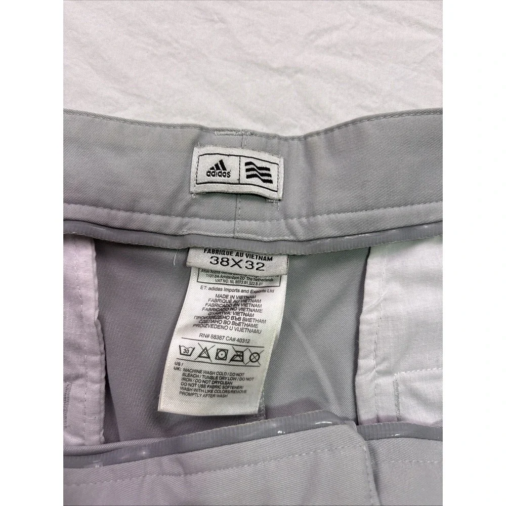 Adidas Pants Men 38x32  gray  Straight Golf Flat Front  Climacool PERFORMANCE